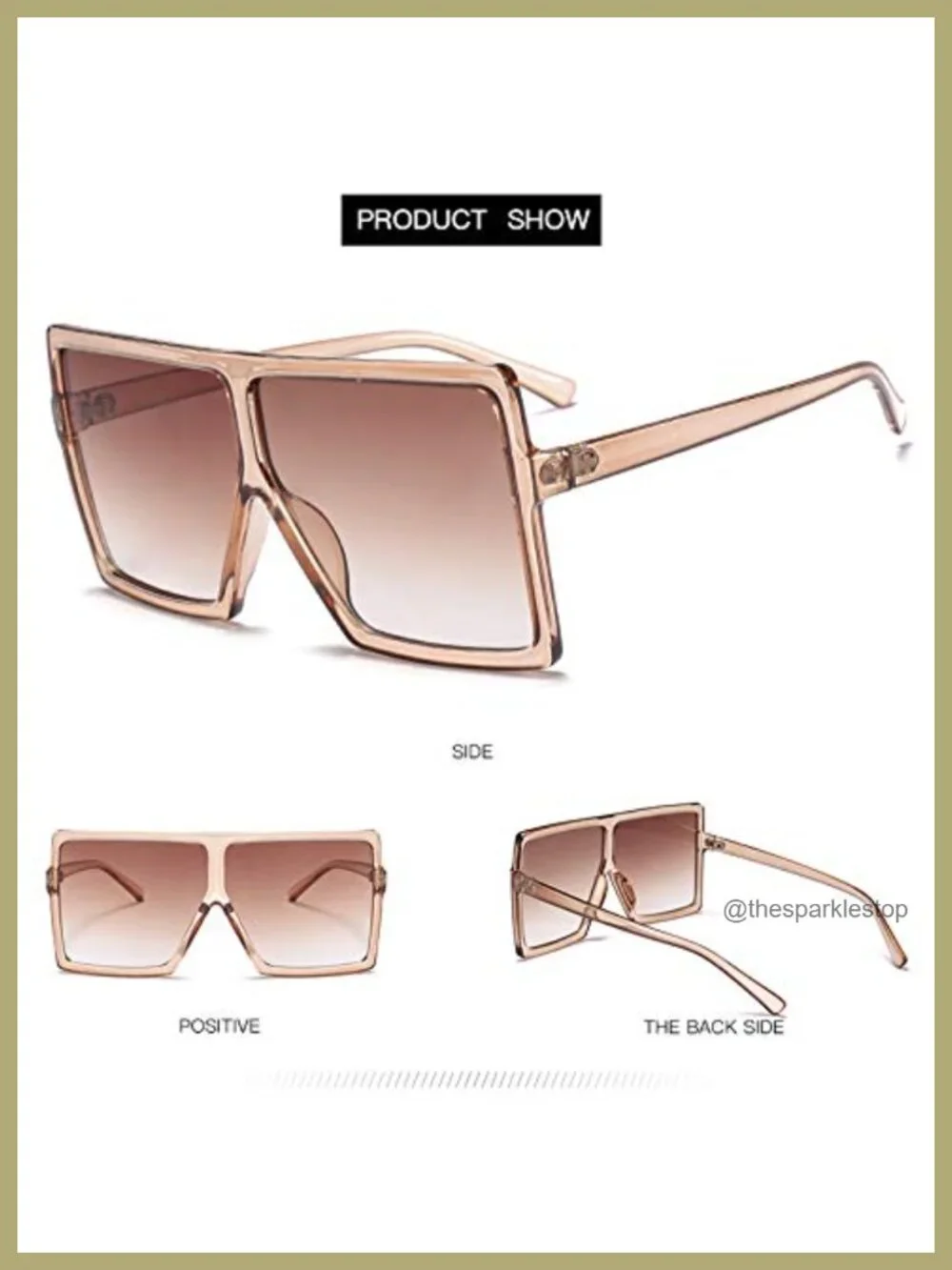 Oversized Square Sunglasses for Women Men UV400 Protection 70mm